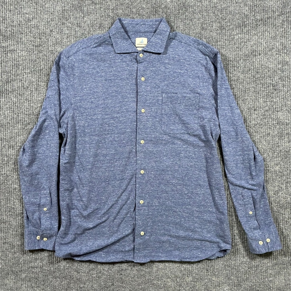johnnie-O Hangin Out Zion Shirt Mens XL Indigo Blue Heather Button Up